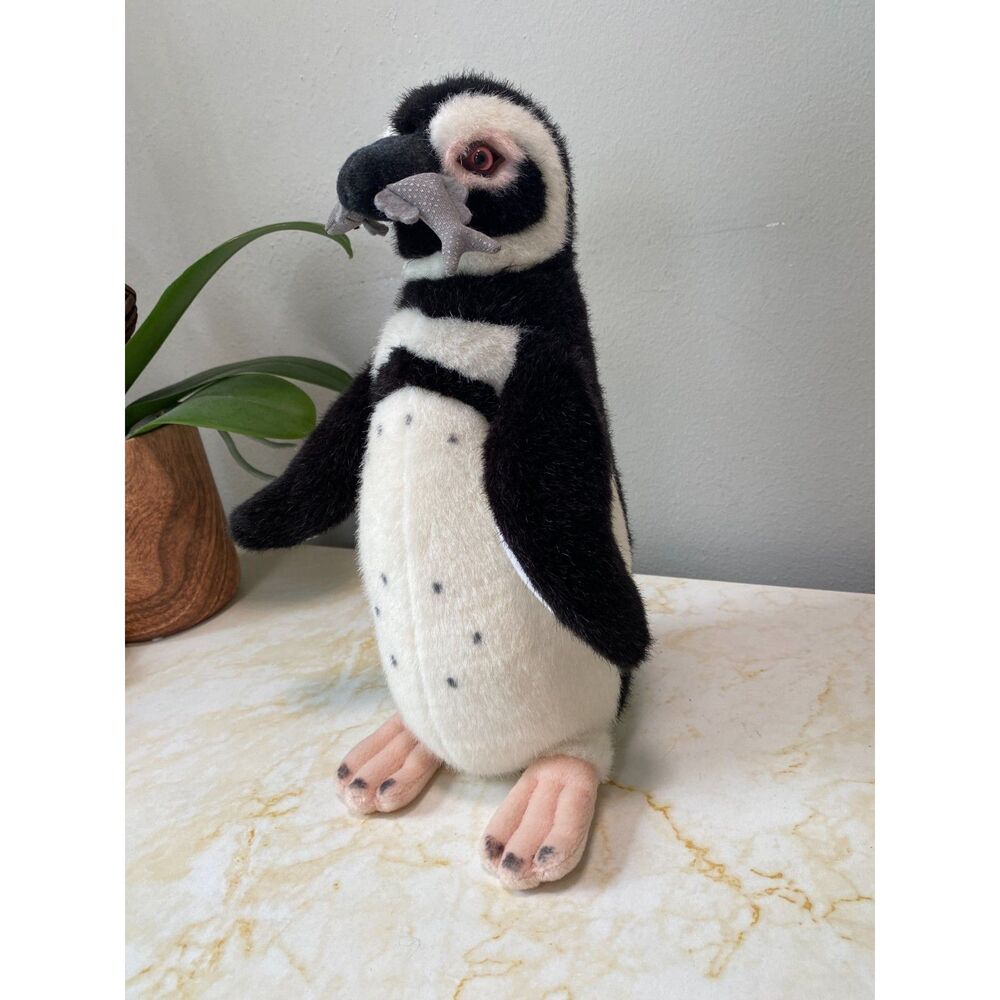 Vintage Y2K Wild Republic Spotted Penguin with Fish 2000 Plush Soft Stuffed Toy
